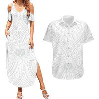 Samoa Lotu Tamaiti Couples Matching Summer Maxi Dress and Hawaiian Shirt Polynesian White Sunday Simple LT9 - Wonder Print Shop