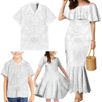 Samoa Lotu Tamaiti Family Matching Mermaid Dress and Hawaiian Shirt Polynesian White Sunday Simple LT9 - Wonder Print Shop