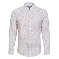 Samoa Lotu Tamaiti Family Matching Off Shoulder Long Sleeve Dress and Hawaiian Shirt Polynesian White Sunday Simple - Wonder Print Shop