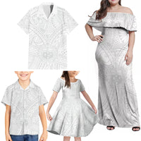 Samoa Lotu Tamaiti Family Matching Off Shoulder Maxi Dress and Hawaiian Shirt Polynesian White Sunday Simple LT9 - Wonder Print Shop