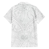 Samoa Lotu Tamaiti Family Matching Off Shoulder Short Dress and Hawaiian Shirt Polynesian White Sunday Simple LT9 - Wonder Print Shop