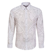 Samoa Lotu Tamaiti Family Matching Off Shoulder Short Dress and Hawaiian Shirt Polynesian White Sunday Simple LT9 - Wonder Print Shop