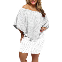Samoa Lotu Tamaiti Family Matching Off Shoulder Short Dress and Hawaiian Shirt Polynesian White Sunday Simple LT9 - Wonder Print Shop