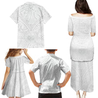 Samoa Lotu Tamaiti Family Matching Puletasi Dress and Hawaiian Shirt Polynesian White Sunday Simple - Wonder Print Shop