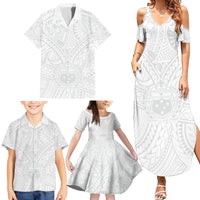Samoa Lotu Tamaiti Family Matching Summer Maxi Dress and Hawaiian Shirt Polynesian White Sunday Simple - Wonder Print Shop