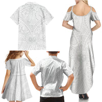 Samoa Lotu Tamaiti Family Matching Summer Maxi Dress and Hawaiian Shirt Polynesian White Sunday Simple - Wonder Print Shop