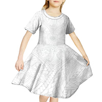 Samoa Lotu Tamaiti Kid Short Sleeve Dress Polynesian White Sunday Simple - Wonder Print Shop