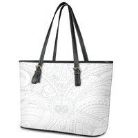 Samoa Lotu Tamaiti Leather Tote Bag Polynesian White Sunday Simple - Wonder Print Shop