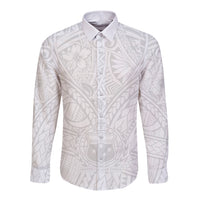 Samoa Lotu Tamaiti Long Sleeve Button Shirt Polynesian White Sunday Simple - Wonder Print Shop