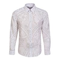 Samoa Lotu Tamaiti Long Sleeve Button Shirt Polynesian White Sunday Simple - Wonder Print Shop