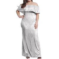 Samoa Lotu Tamaiti Off Shoulder Maxi Dress Polynesian White Sunday Simple - Wonder Print Shop