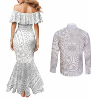 samoa-lotu-tamait-couples-matching-mermaid-dress-and-long-sleeve-button-shirts-tropical-plant-white-sunday-with-polynesia-pattern