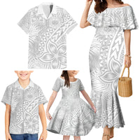 Samoa Lotu Tamait Family Matching Mermaid Dress and Hawaiian Shirt Tropical Plant White Sunday With Polynesia Pattern LT9 - Wonder Print Shop