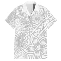 Samoa Lotu Tamait Family Matching Off Shoulder Maxi Dress and Hawaiian Shirt Tropical Plant White Sunday With Polynesia Pattern LT9 - Wonder Print Shop