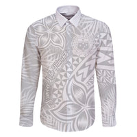 Samoa Lotu Tamait Family Matching Short Sleeve Bodycon Dress and Hawaiian Shirt Tropical Plant White Sunday With Polynesia Pattern - Wonder Print Shop