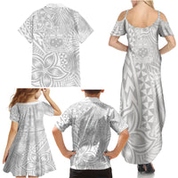 Samoa Lotu Tamait Family Matching Summer Maxi Dress and Hawaiian Shirt Tropical Plant White Sunday With Polynesia Pattern - Wonder Print Shop