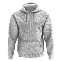 Samoa Lotu Tamait Hoodie Tropical Plant White Sunday With Polynesia Pattern - Wonder Print Shop