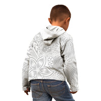 Samoa Lotu Tamait Kid Hoodie Tropical Plant White Sunday With Polynesia Pattern - Wonder Print Shop