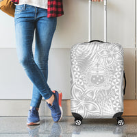 Samoa Lotu Tamait Luggage Cover Tropical Plant White Sunday With Polynesia Pattern - Wonder Print Shop