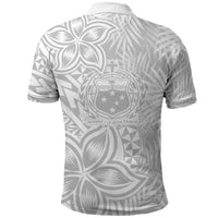 Samoa Lotu Tamait Polo Shirt Tropical Plant White Sunday With Polynesia Pattern - Wonder Print Shop