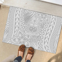 Samoa Lotu Tamait Rubber Doormat Tropical Plant White Sunday With Polynesia Pattern - Wonder Print Shop