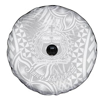 Samoa Lotu Tamait Spare Tire Cover Tropical Plant White Sunday With Polynesia Pattern - Wonder Print Shop