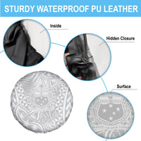 Samoa Lotu Tamait Spare Tire Cover Tropical Plant White Sunday With Polynesia Pattern - Wonder Print Shop