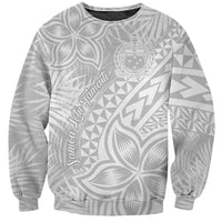 Samoa Lotu Tamait Sweatshirt Tropical Plant White Sunday With Polynesia Pattern - Wonder Print Shop