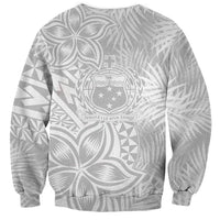 Samoa Lotu Tamait Sweatshirt Tropical Plant White Sunday With Polynesia Pattern - Wonder Print Shop