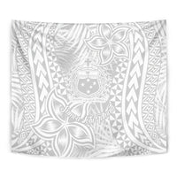 Samoa Lotu Tamait Tapestry Tropical Plant White Sunday With Polynesia Pattern - Wonder Print Shop