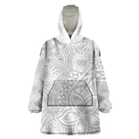 Samoa Lotu Tamait Wearable Blanket Hoodie Tropical Plant White Sunday With Polynesia Pattern - Wonder Print Shop