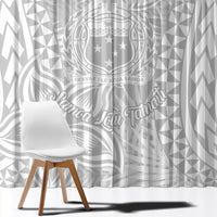 Samoa Lotu Tamait Window Curtain Tropical Plant White Sunday With Polynesia Pattern - Wonder Print Shop