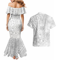 Personalised Samoa Lotu Tamait Couples Matching Mermaid Dress and Hawaiian Shirt Tropical Plant White Sunday With Polynesia Pattern LT9 - Wonder Print Shop