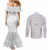 personalised-samoa-lotu-tamait-couples-matching-mermaid-dress-and-long-sleeve-button-shirts-tropical-plant-white-sunday-with-polynesia-pattern