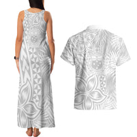 Personalised Samoa Lotu Tamait Couples Matching Tank Maxi Dress and Hawaiian Shirt Tropical Plant White Sunday With Polynesia Pattern LT9 - Wonder Print Shop