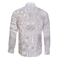 Personalised Samoa Lotu Tamait Family Matching Long Sleeve Bodycon Dress and Hawaiian Shirt Tropical Plant White Sunday With Polynesia Pattern LT9 - Wonder Print Shop