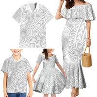 Personalised Samoa Lotu Tamait Family Matching Mermaid Dress and Hawaiian Shirt Tropical Plant White Sunday With Polynesia Pattern LT9 - Wonder Print Shop