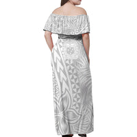 Personalised Samoa Lotu Tamait Family Matching Off Shoulder Maxi Dress and Hawaiian Shirt Tropical Plant White Sunday With Polynesia Pattern LT9 - Wonder Print Shop
