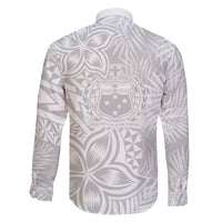 Personalised Samoa Lotu Tamait Family Matching Short Sleeve Bodycon Dress and Hawaiian Shirt Tropical Plant White Sunday With Polynesia Pattern - Wonder Print Shop