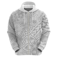 Personalised Samoa Lotu Tamait Hoodie Tropical Plant White Sunday With Polynesia Pattern - Wonder Print Shop