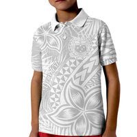 Personalised Samoa Lotu Tamait Kid Polo Shirt Tropical Plant White Sunday With Polynesia Pattern - Wonder Print Shop