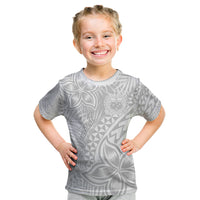 Personalised Samoa Lotu Tamait Kid T Shirt Tropical Plant White Sunday With Polynesia Pattern - Wonder Print Shop