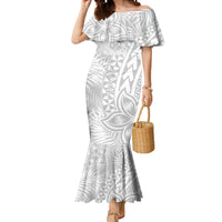 Personalised Samoa Lotu Tamait Mermaid Dress Tropical Plant White Sunday With Polynesia Pattern - Wonder Print Shop