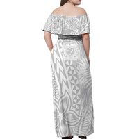 Personalised Samoa Lotu Tamait Off Shoulder Maxi Dress Tropical Plant White Sunday With Polynesia Pattern - Wonder Print Shop