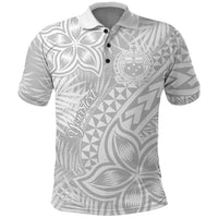 Personalised Samoa Lotu Tamait Polo Shirt Tropical Plant White Sunday With Polynesia Pattern - Wonder Print Shop