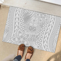 Personalised Samoa Lotu Tamait Rubber Doormat Tropical Plant White Sunday With Polynesia Pattern - Wonder Print Shop