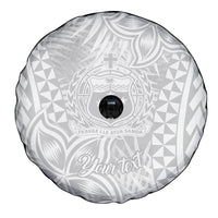 Personalised Samoa Lotu Tamait Spare Tire Cover Tropical Plant White Sunday With Polynesia Pattern - Wonder Print Shop