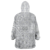Personalised Samoa Lotu Tamait Wearable Blanket Hoodie Tropical Plant White Sunday With Polynesia Pattern - Wonder Print Shop