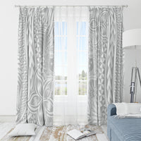 Personalised Samoa Lotu Tamait Window Curtain Tropical Plant White Sunday With Polynesia Pattern - Wonder Print Shop
