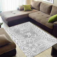 Personalised Tonga White Sunday Area Rug Tropical Plant With Polynesian Pattern LT9 - Wonder Print Shop